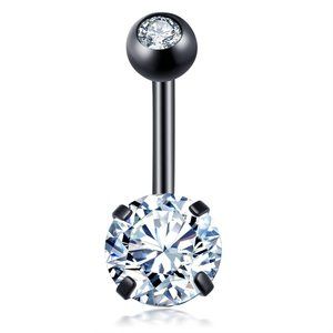 CZ Belly button Ring, surgical steel belly ring
